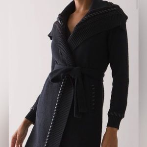 Whipstitch Sweater coat with belt 50% acrylic/50% wool Machine wash